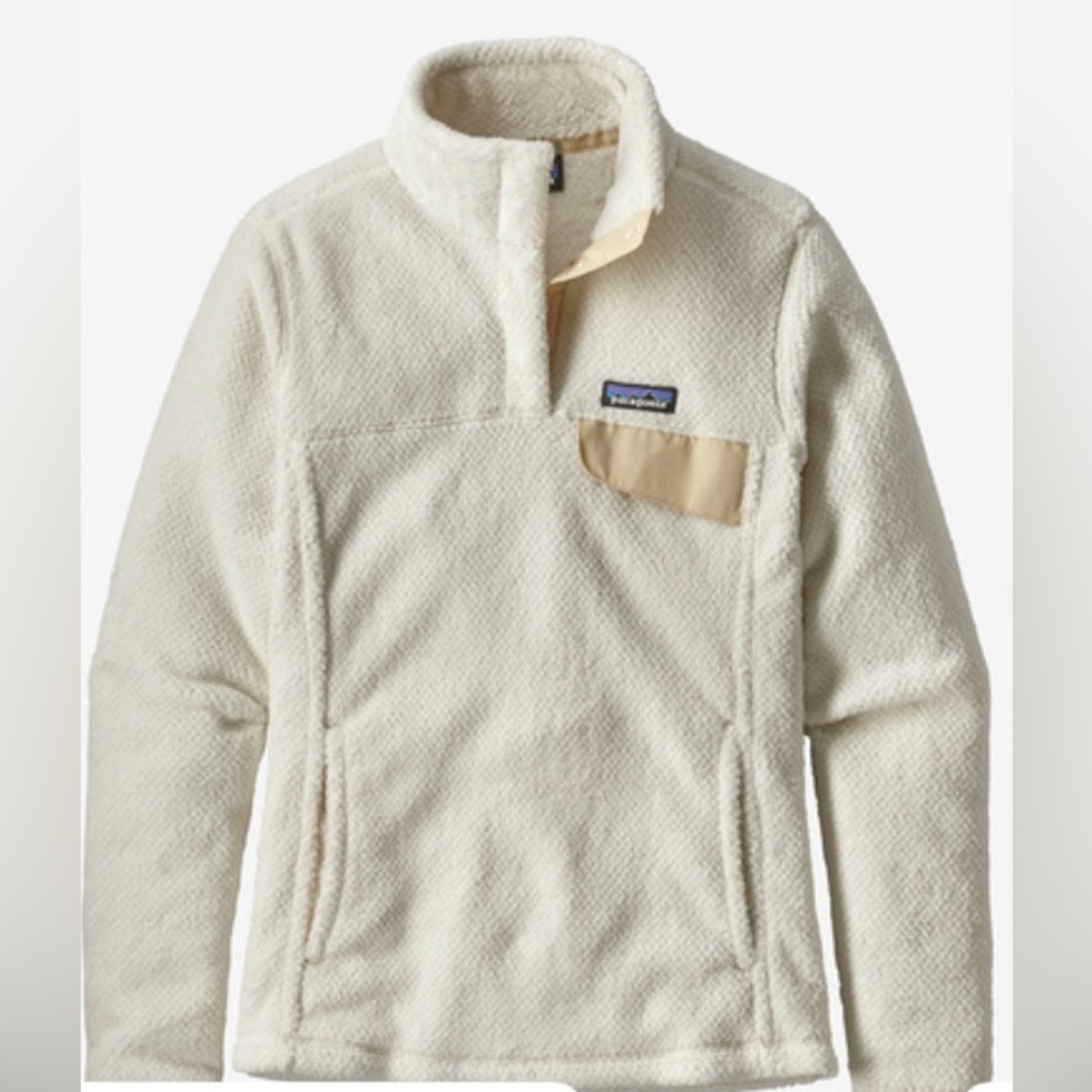 Patagonia Womens Snap Fleece Pullover in Cream Linen